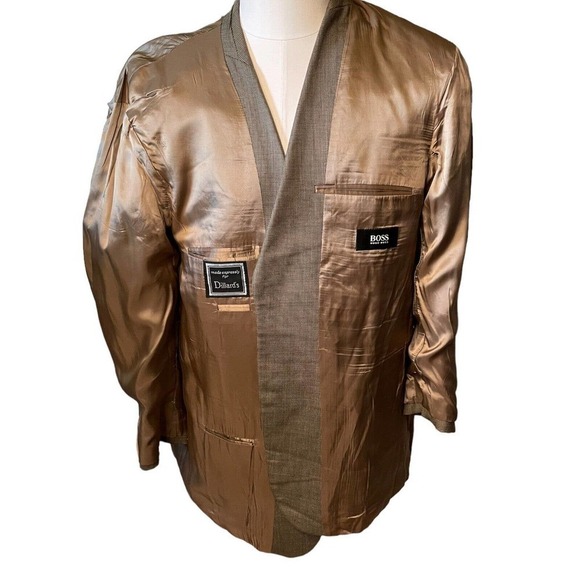 HUGO BOSS MEN’s Sport Coat Blazer 2 Button Brown Wool 44R Fully Lined - Picture 10 of 11